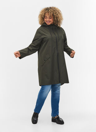 Raincoat with pockets and hood, Forest Night, Model image number 2