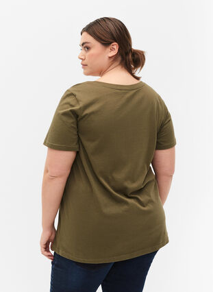 Cotton t-shirt with print on the front, Ivy Green MADE WITH, Model image number 1