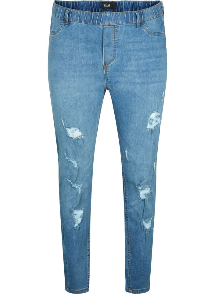 Jeggings with rip, Blue denim, Packshot image number 0
