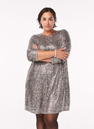 Short sequin dress with long sleeves - Brown - Sz. 40-64 - Zizzifashion Short sequin dress with long sleeves - Brown - Sz. 40-64 - Zizzifashion
