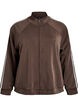 High-neck training top with stripes on the sleeves, Brown, Packshot image number 0