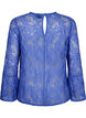 Lace blouse with round neck and long sleeves, Blue, Packshot image number 1