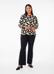 Long-sleeved blouse with print and bows, Black, Model image number 1