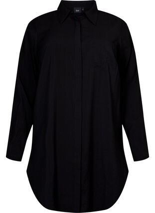 Long shirt in viscose blend, Black, Packshot image number 0