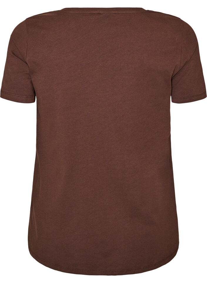 Basic plain cotton t-shirt, Brown, Packshot image number 1