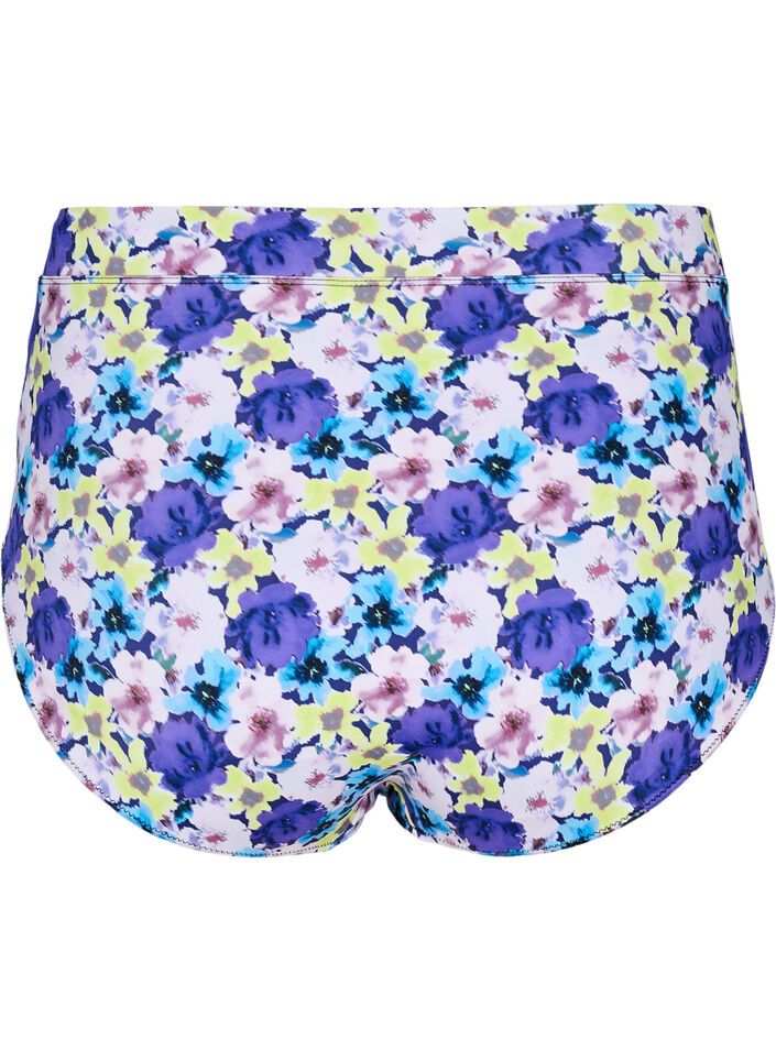 High-waisted floral bikini bottoms, Purple, Packshot image number 1