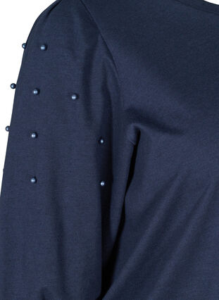 Sweatshirt with balloon sleeves and pearls, Black Iris, Packshot image number 3