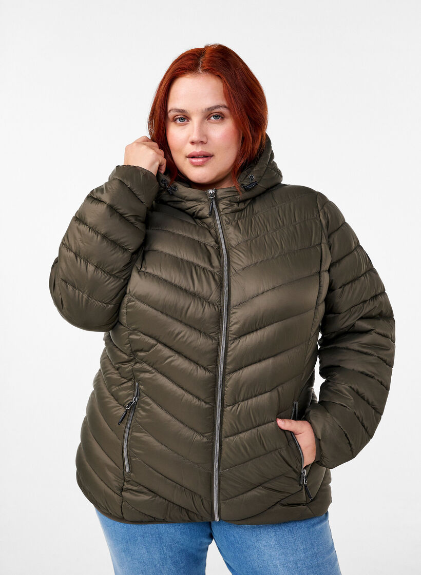 Lightweight jacket with hood, Green, Model image number 0