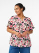 Blouse with short sleeves and v-neck, Rose, Model image number 0