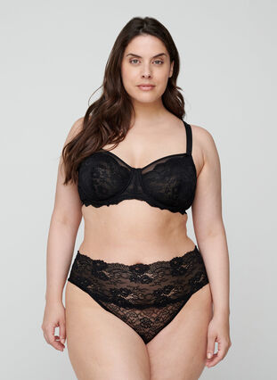 Figa bra with lace, Black, Model image number 2