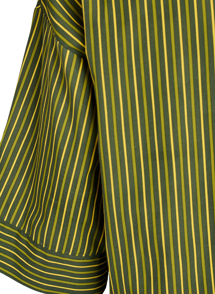 Loose striped shirt with 3/4 sleeves, Green, Packshot