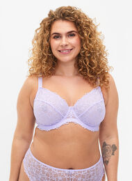 Full cover lace bra with underwire, Purple Rose, Model