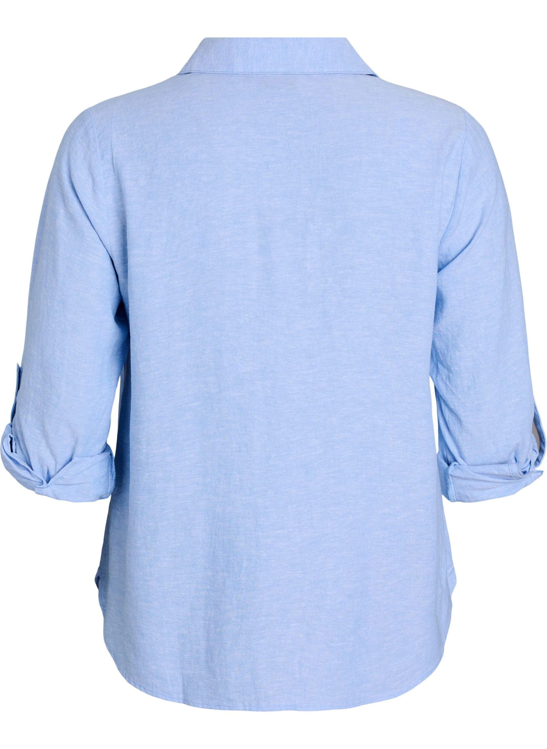 ZizzifashionShirt in linen and viscose with 3/4 sleeves, Blue, Packshot image number 1