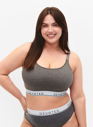 Soft bra with adjustable straps, Medium Grey Melange, Model image number 0