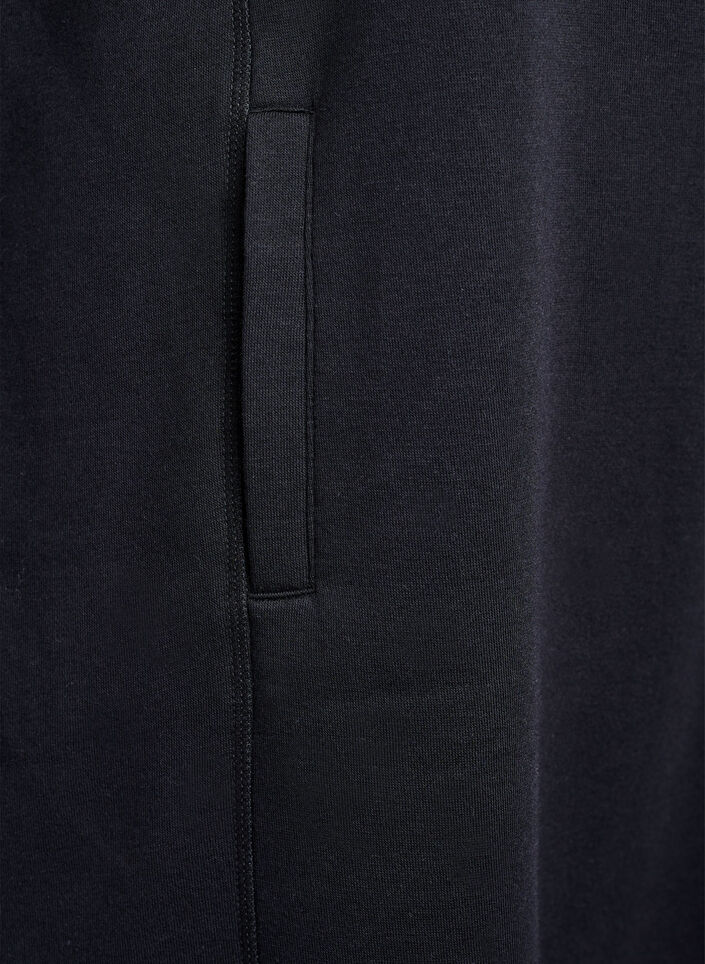 Short sweatshirt dress with high collar and pockets, Black, Packshot image number 3