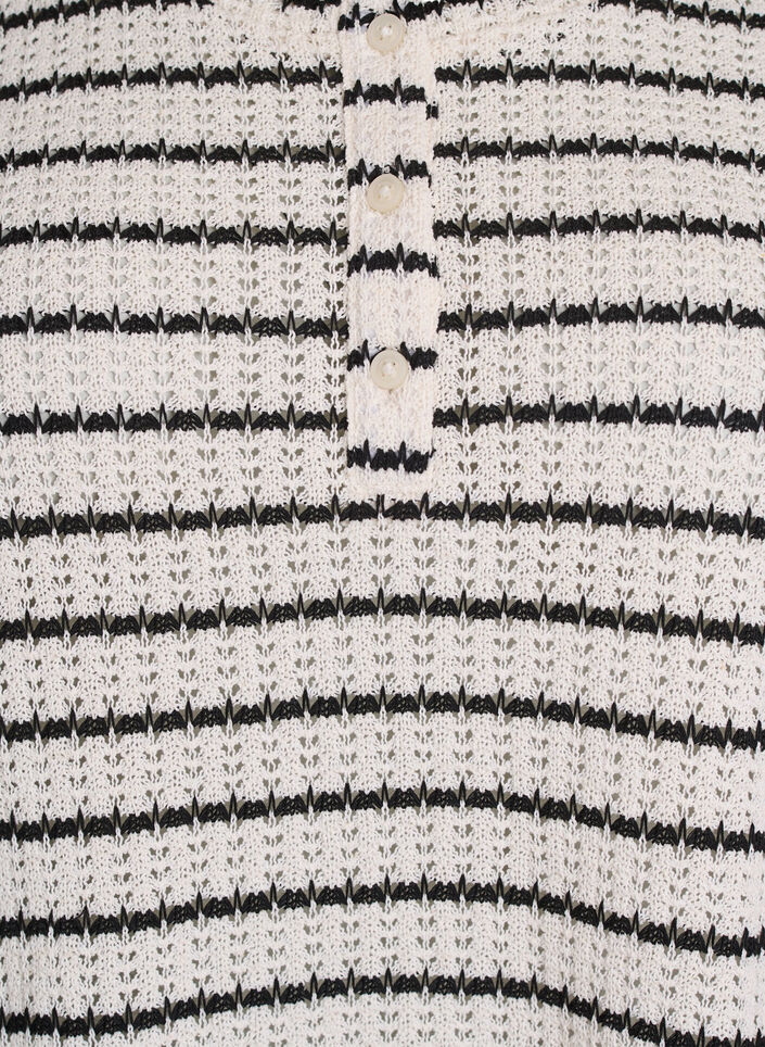 Striped knitted jersey blouse, Black, Packshot image number 2
