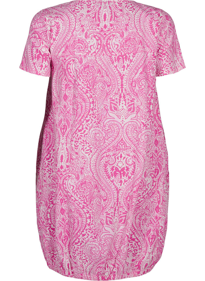 Short-sleeved cotton dress with paisley print, Pink, Packshot image number 1