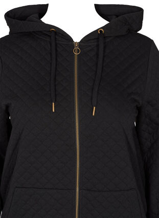 Zipped hoodie with quilted pattern, Black, Packshot image number 2