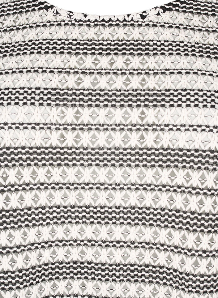 Crochet blouse with 3/4 sleeves, Black White, Packshot image number 2