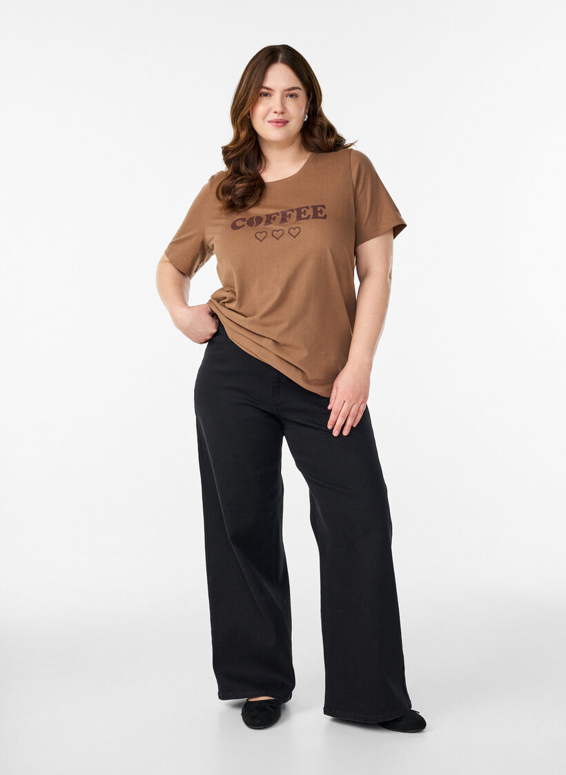 T-shirt with motif, Brown, Model image number 1