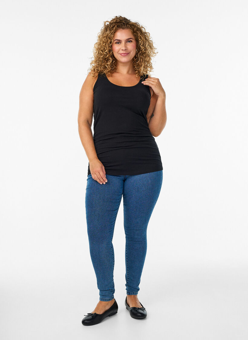 Cotton basic top, Black, Model image number 1