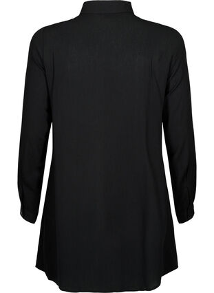 Long viscose shirt with long sleeves, Black, Packshot image number 1
