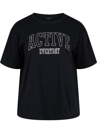 Cotton workout t-shirt, Black, Packshot image number 0