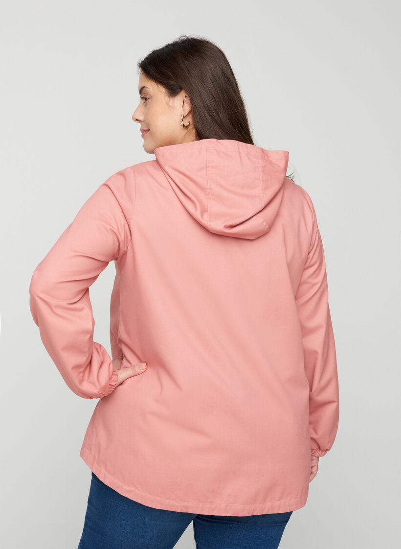 Short jacket with a hood and pockets, Ash Rose, Model image number 1