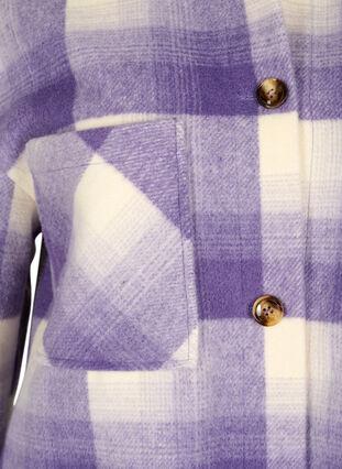 Checked shirt jacket with buttons and pockets, Purple Check, Packshot image number 2