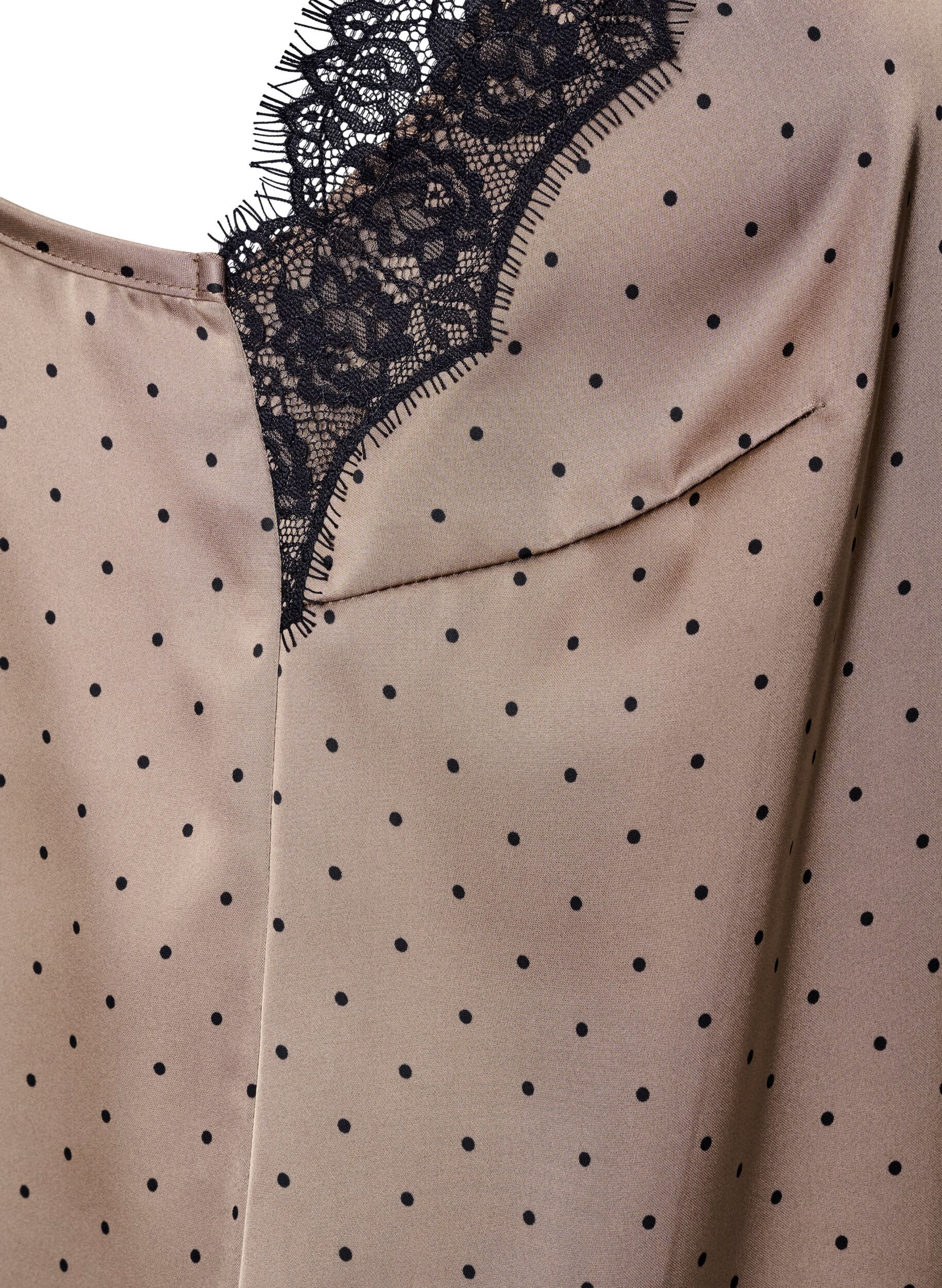 ZizzifashionStrappy top with lace and an asymmetrical hem, Beige, Packshot image number 3