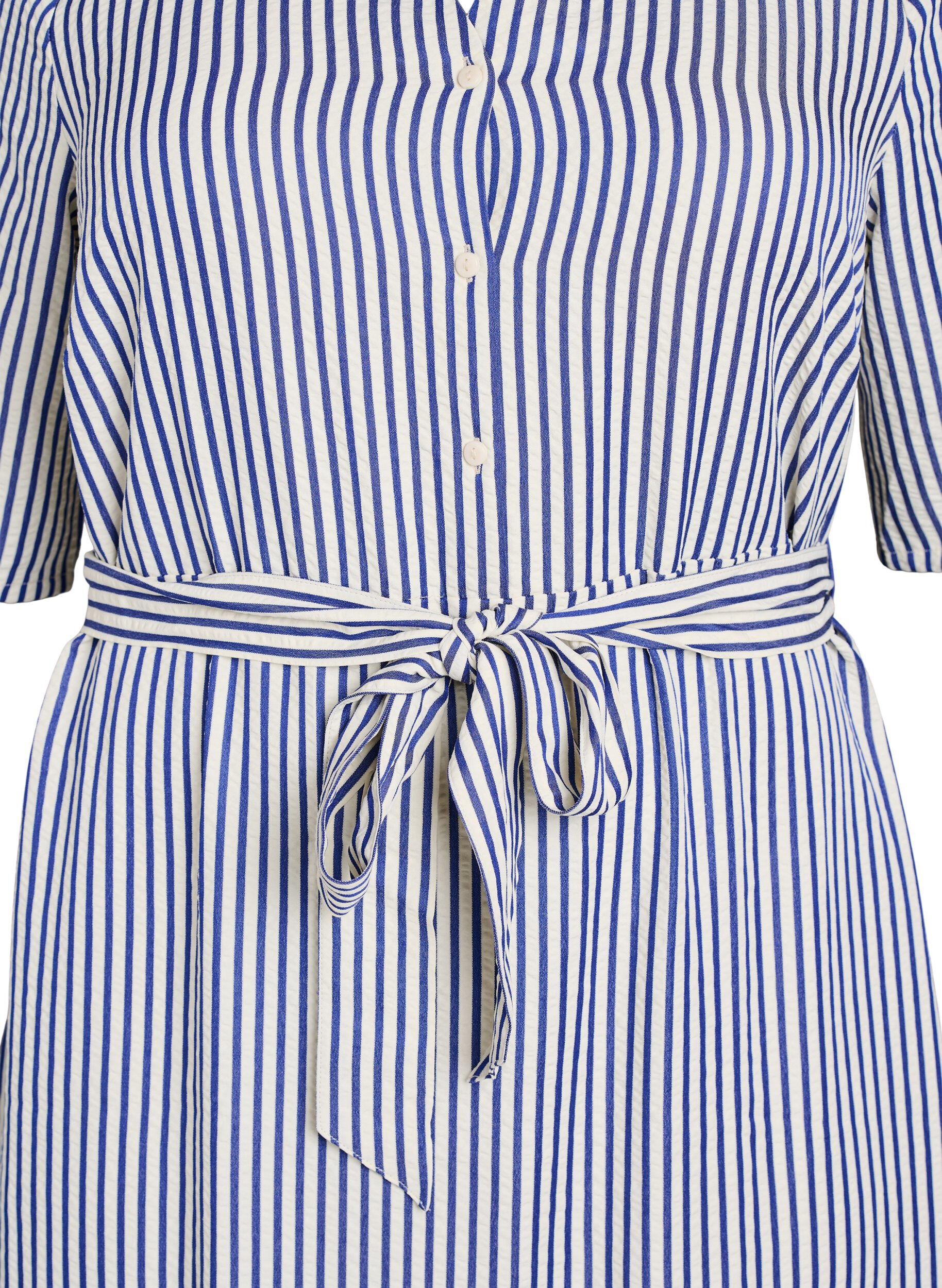 Zizzifashion Ankle-length shirt dress with tie belt and stripes, Blue, Packshot image number 2