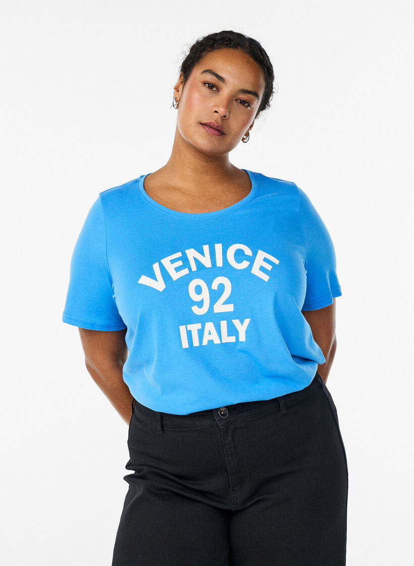 T-shirt with motif, Blue, Model image number 0