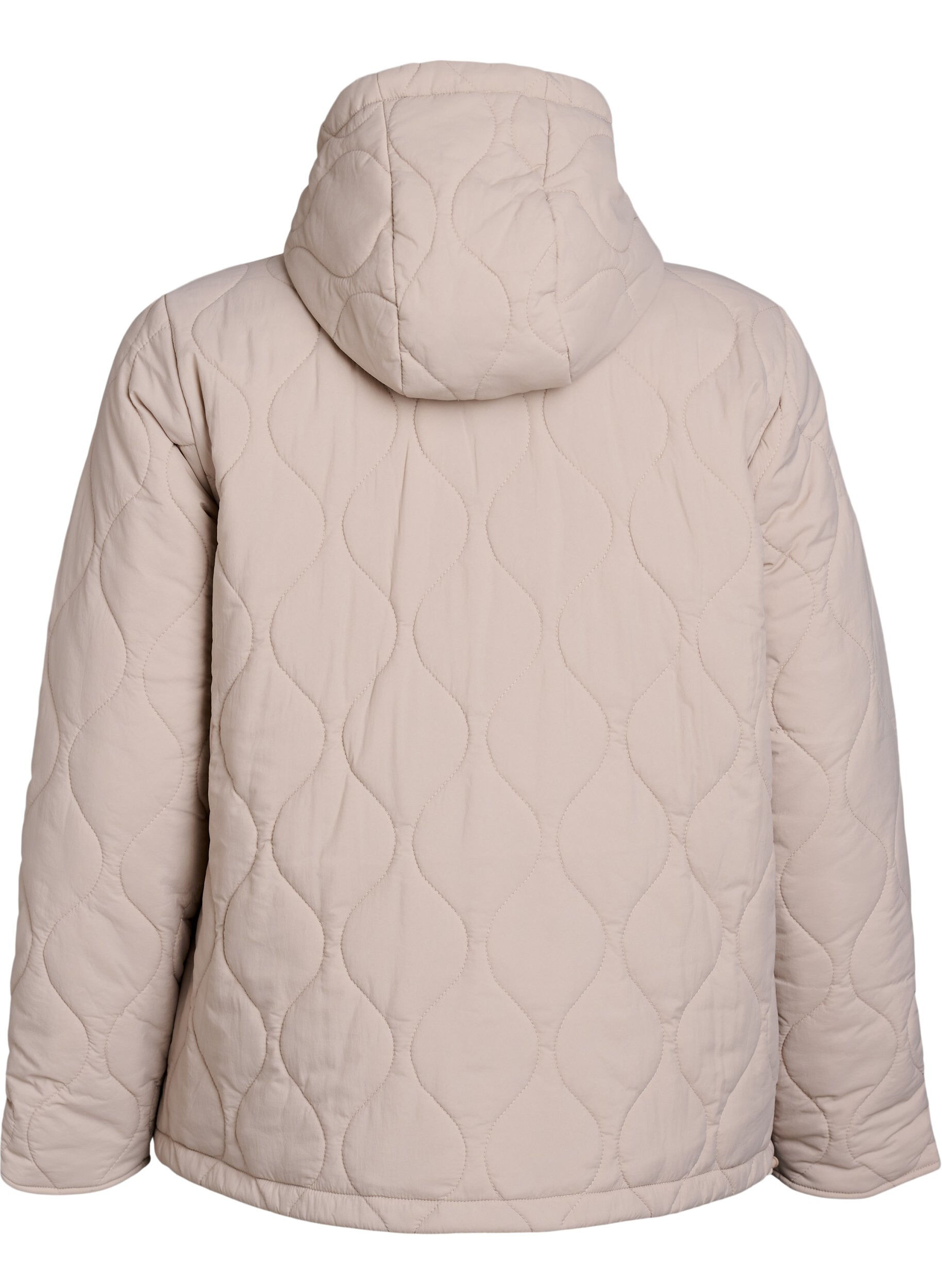 Zizzifashion Quilted jacket with a hood and pockets, Beige, Packshot image number 1