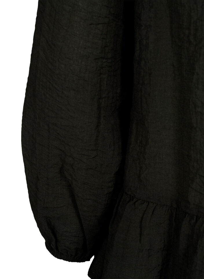 Long-sleeved blouse with peplum, Black, Packshot image number 3