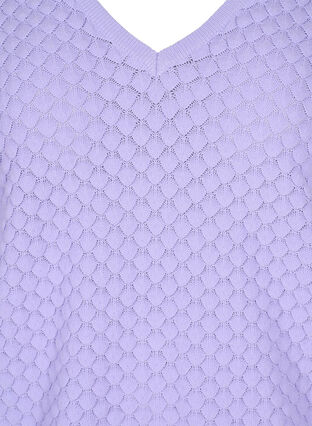 Patterned knitted top with v-neckline, Lavender, Packshot image number 2