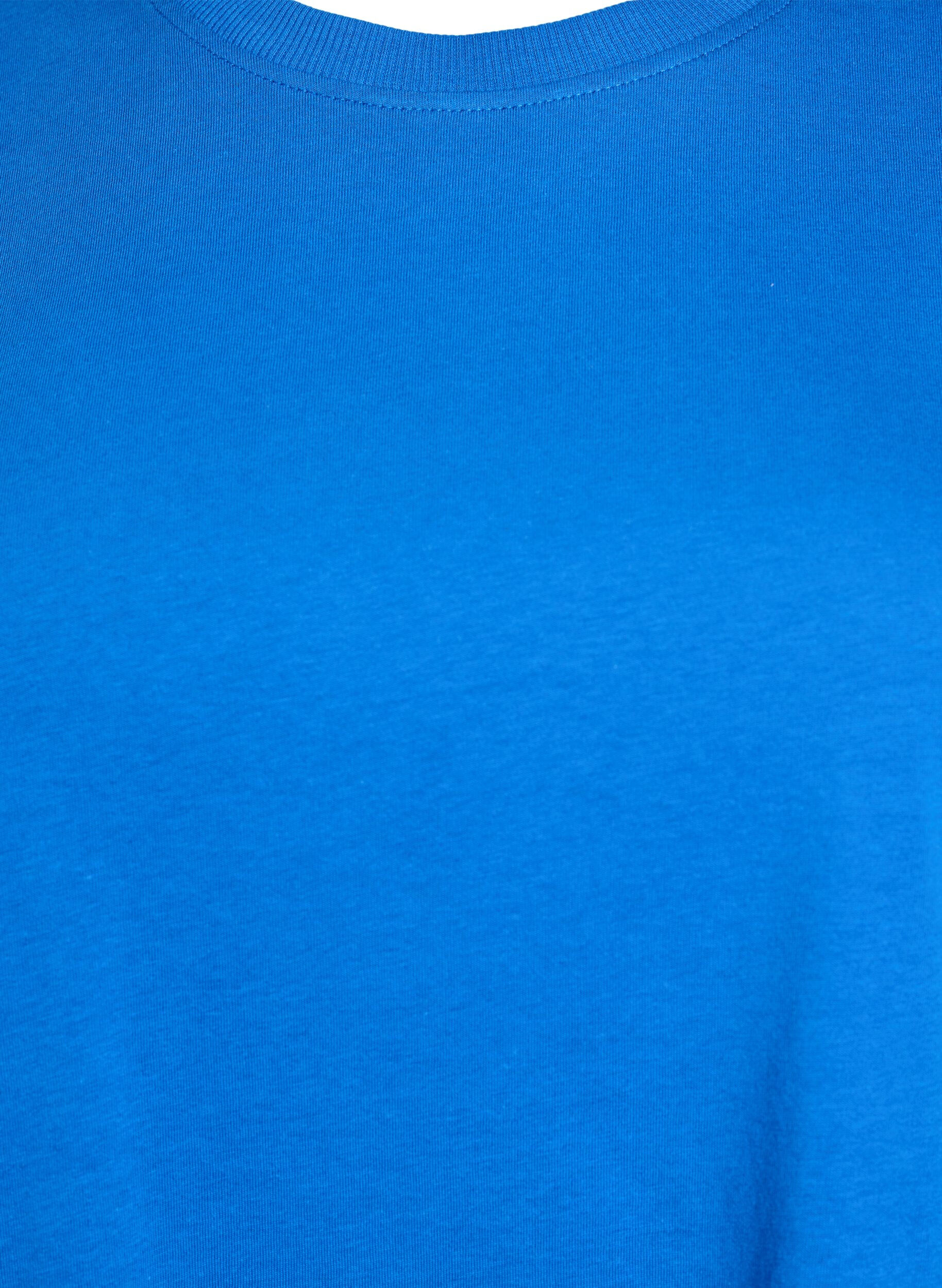 ZizzifashionBasic cotton T-shirt with round neck, Blue, Packshot image number 2
