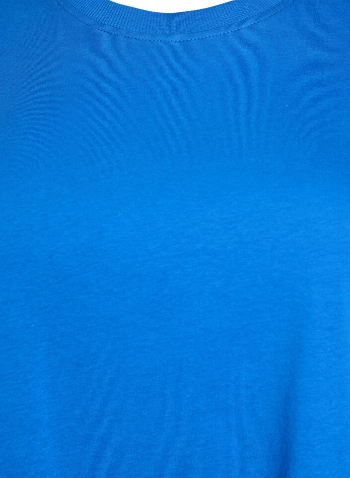 Basic cotton T-shirt with round neck, Blue, Packshot image number 2