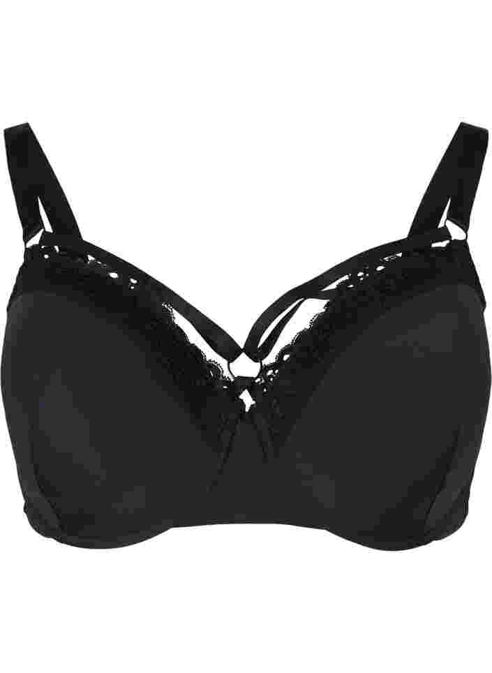 Alma bra with leopard print and lace, Black, Packshot image number 0