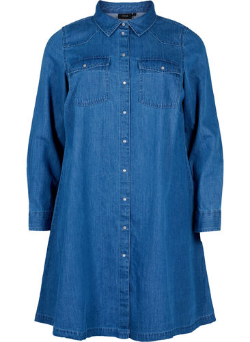 Denim dress with buttons, Blue denim, Packshot image number 0