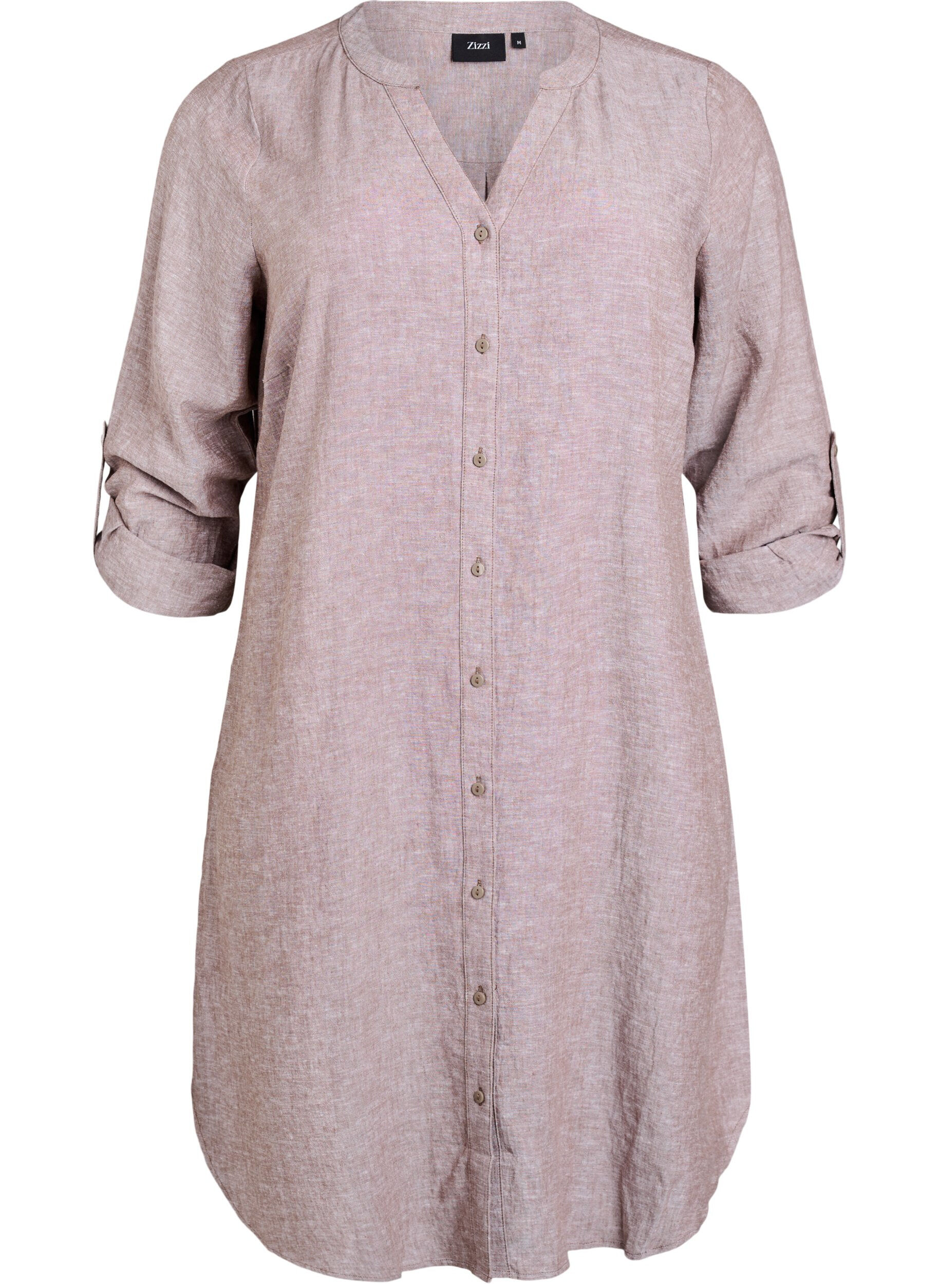 ZizzifashionLong shirt in linen and viscose, Brown, Packshot image number 0