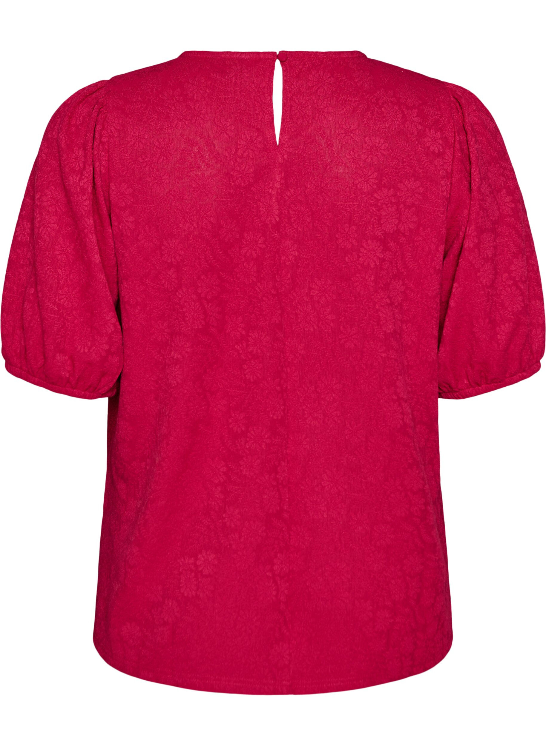 ZizzifashionBlouse with texture and short sleeves, Pink, Packshot image number 1
