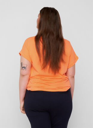 Neon-coloured cotton t-shirt, Neon Coral, Model image number 1