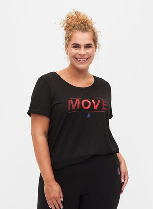 Sports t-shirt with print, Black w. Stripe Move, Model image number 0