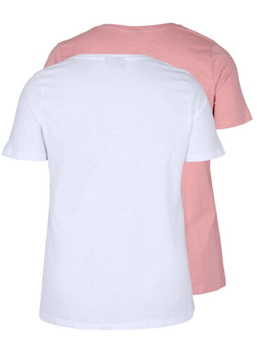 2-pack Short-sleeved T-shirt in Cotton, Bright White/Blush, Packshot image number 1