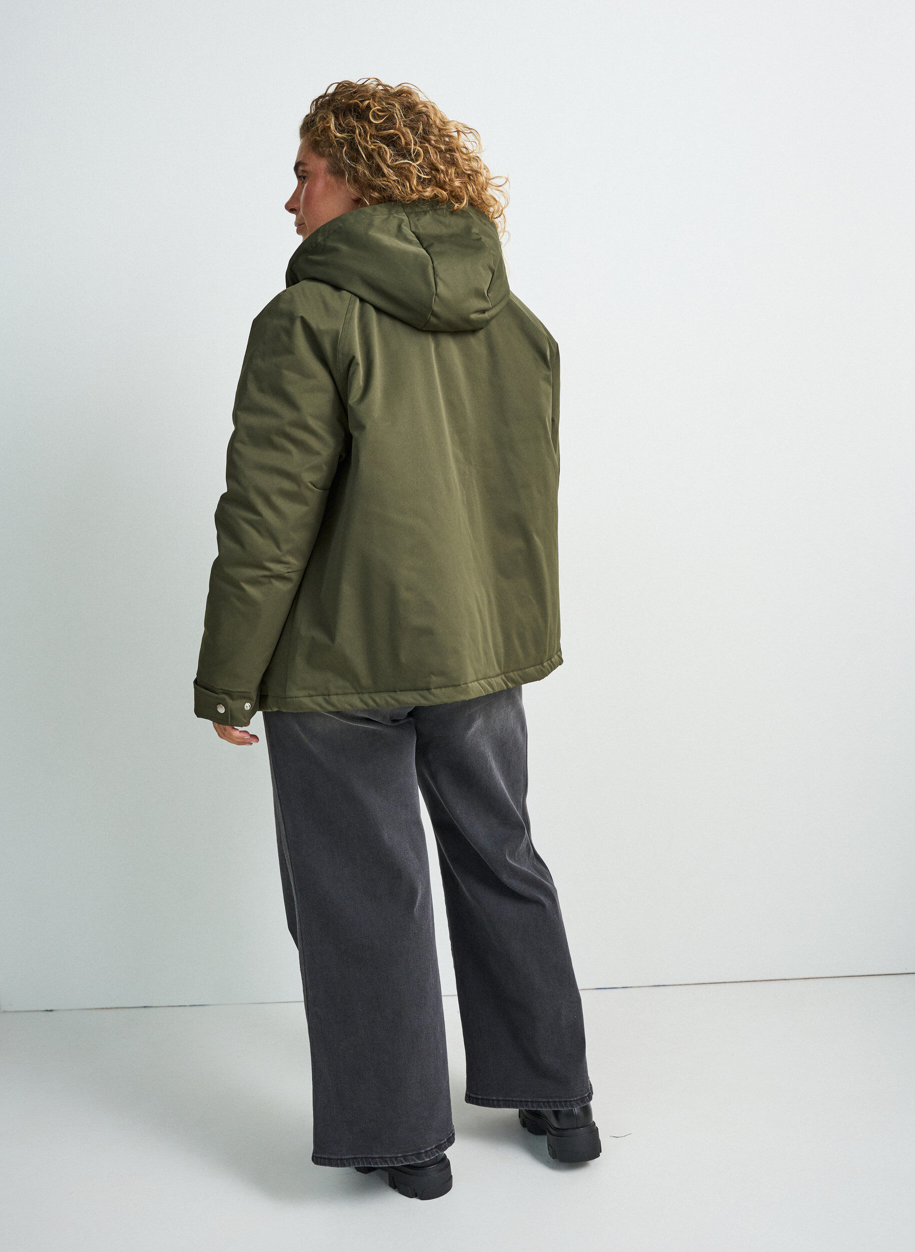 ZizzifashionPadded parka with a detachable hood, Green, Model image number 2