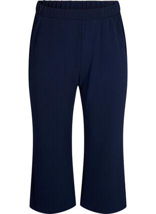 Loose trousers with 7/8 length, Navy Blazer Solid, Packshot image number 0