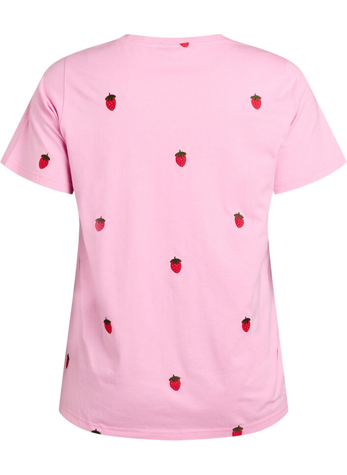 T-shirt in organic cotton with embroidered motifs, Pink, Packshot image number 1