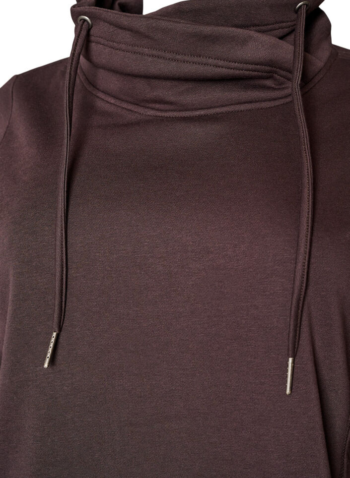 Sweatshirt with high collar and pockets, Brown, Packshot image number 2