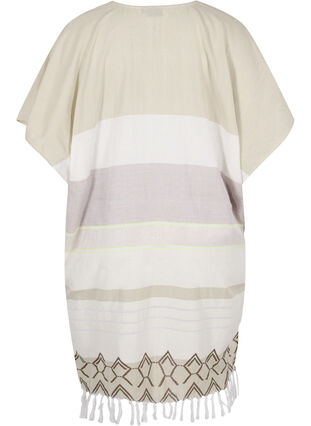 Striped cotton beach dress with fringe, Sand As Sample, Packshot image number 1