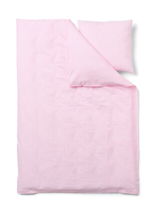 Cotton checkered bedding set, Rose/White Check, Packshot image number 1